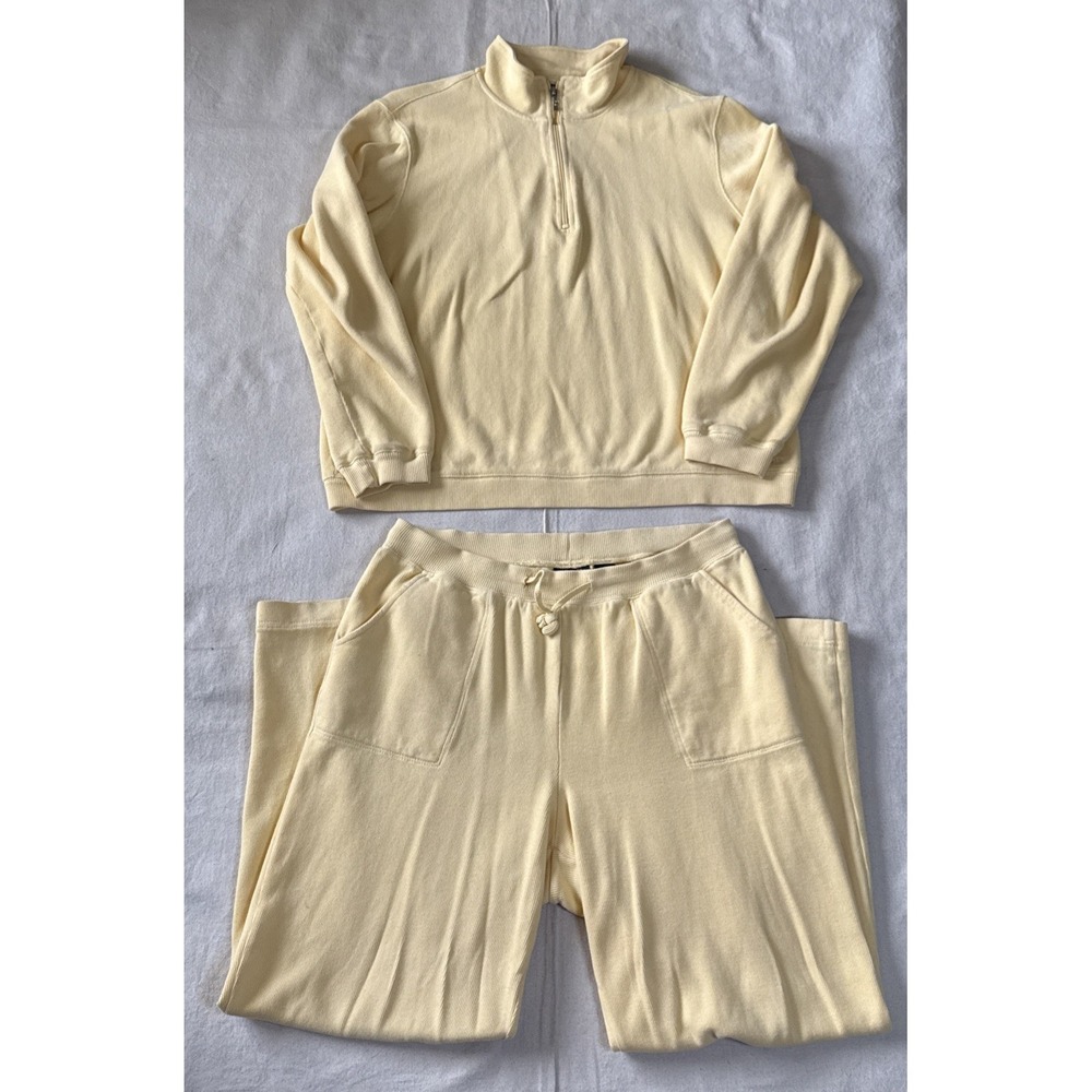 Vtg 90s Izod Track Suit Womens Summer Sports Lounge Sz L Top Sz M Bottom Ribbed